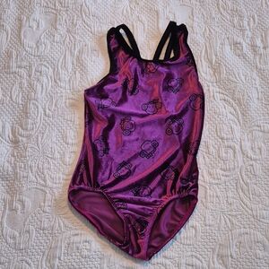 GK girls XL purple monkey print dance gymnastics leotard, no tag VGUC